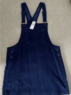 American Eagle Navy Corduroy Overalls Skirt